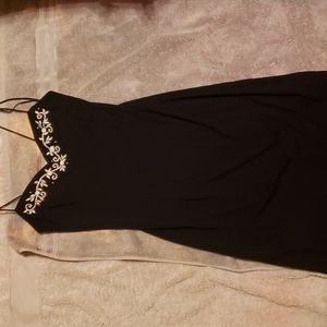 Elegant Black Dress with White Embroidery